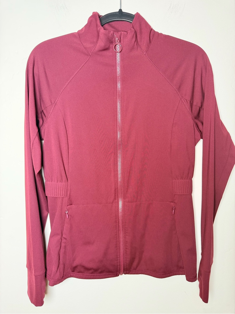 Fabletics trinity performance Women Burgundy Jacket Merlot purple workout Large - Picture 3 of 5